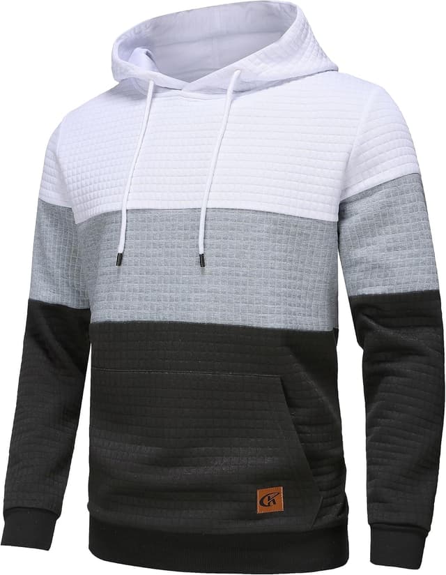 Detalle de YuKaiChen Herren Patchwork Hoodie Pullover mit Kapuze und Taschen