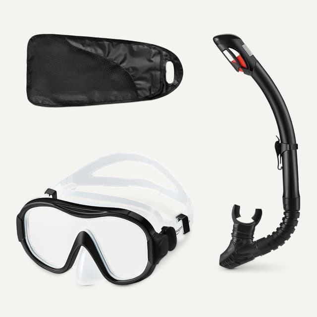 Thumbnail 4 de Amazon Basics Schnorchelmaske mit Tragetasche SCHWARZ