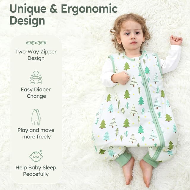 Detalle 2 de Unnivoll Baby Schlafsack mit Füßen 1,5 Tog 80 cm