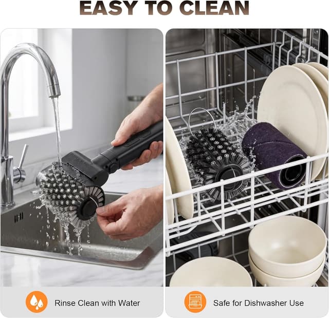 Detalle de Electric Grill Brush for Outdoor with 2 Heads, 3 Speeds & Adjustable Angle (Cordless BBQ Grill Cleaner)