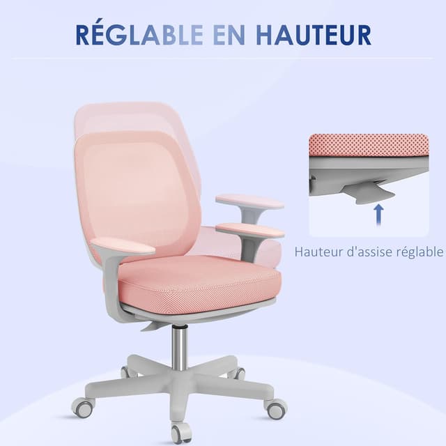 Thumbnail 4 de Vinsetto Fauteuil de Bureau ergonomique Rose