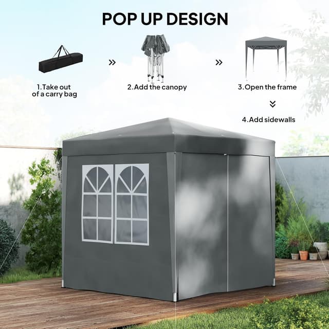 Thumbnail 2 de Outsunny 2x2m Pop Up Gazebo Grey