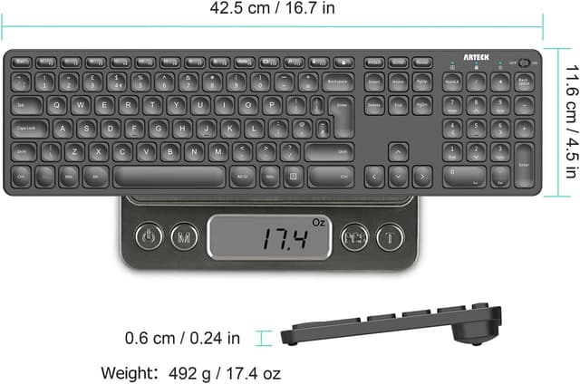 Thumbnail 5 de Arteck 2.4G Wireless Keyboard 6‑Month Battery