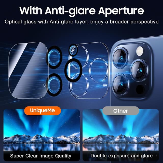 Thumbnail 3 de UniqueMe iPhone 15 Pro Camera Lens Protector 3-Pack