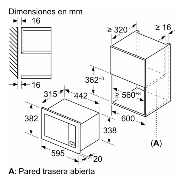 Detalle 2 de Balay microondas integrable 20 litros 3CG6112X3 (reacondicionado Grado D)