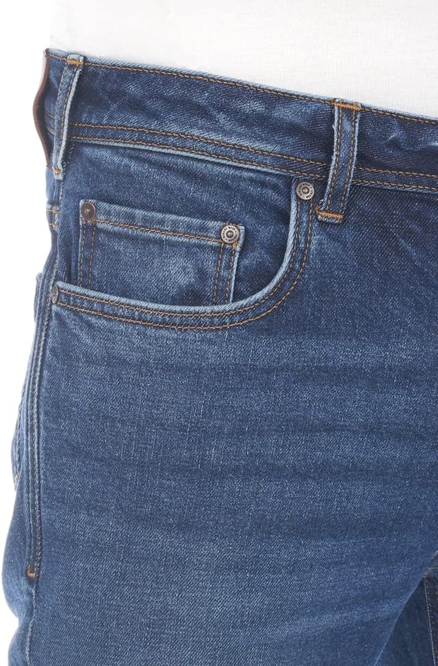 Detalle de LTB Jeans Herren Stretch Timor Bootcut-Jeans in Blau/Schwarz – mit Knopfverschluss