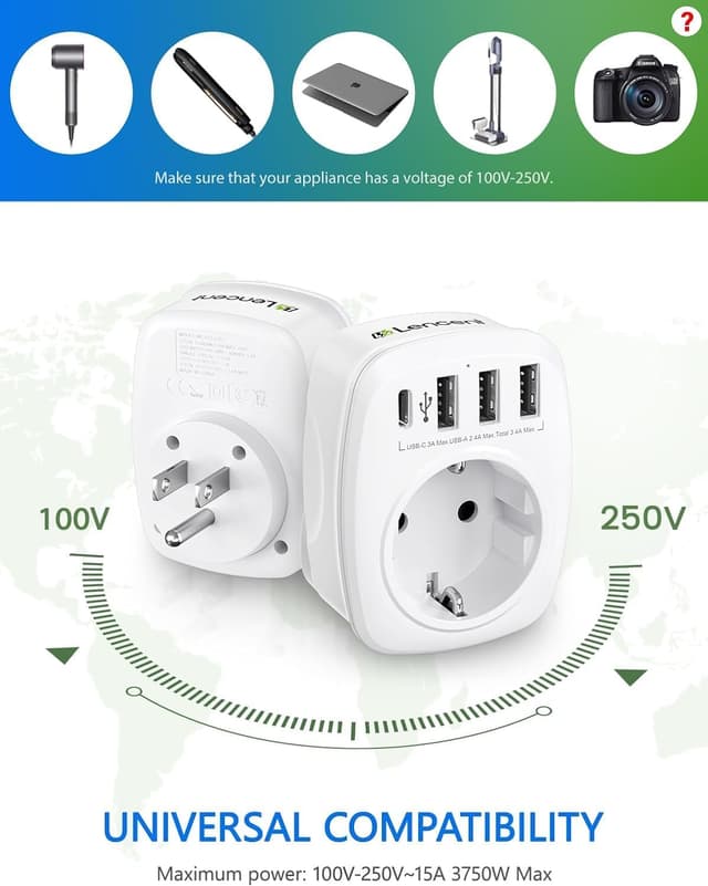 Thumbnail 4 de LENCENT Reiseadapter Typ B 5-in-1