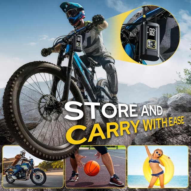 Thumbnail 6 de Philoent Portable Tire Inflator (150PSI) with Digital Gauge, LED Light, and Auto Shut-Off