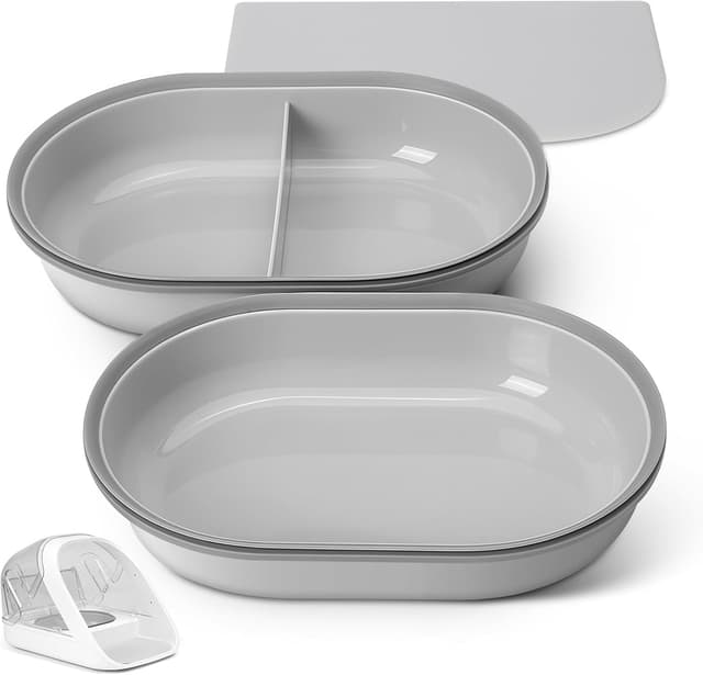 Detalle de Mat and Bowl Set for Automatic Microchip Pet Feeder (Single & Split Bowl + Mat), Grey