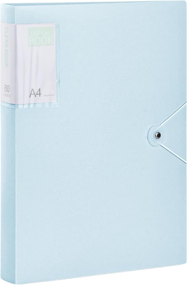 Detalle de Ehuihuan Sichtbuch A4 (31 x 23 cm) mit 60 Taschen, transparentes Notizbuch & Projektordner – blau