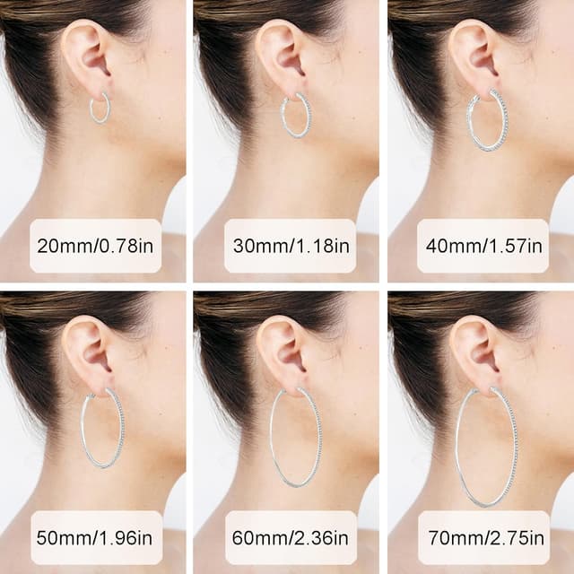 Detalle de MOROTOLE 14K Gold Strass Creolen – große Strass-Ohrringe in Größen von 20 bis 70 mm (S925 hypoallergen)