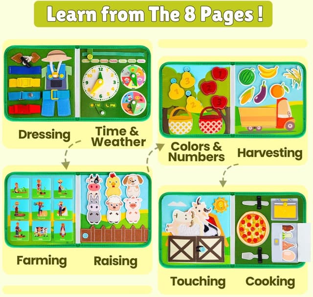 Thumbnail 5 de Quanquer Busy Book Farm 8,86×8,86 pollici 18 attività