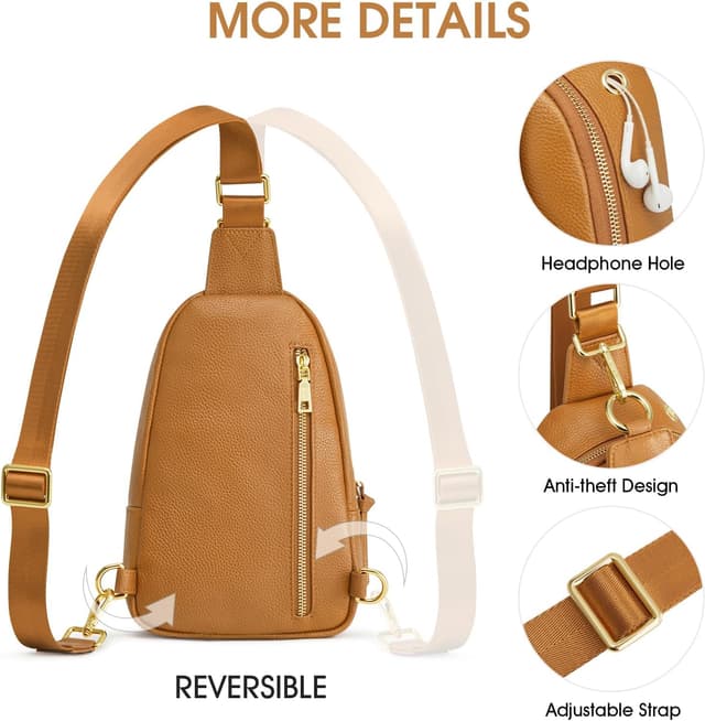 Detalle 2 de Kattee sac à bandoulière pour femme en cuir grainé avec blocage RFID