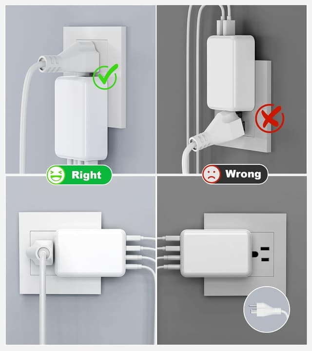 Thumbnail 4 de 2Pack Flat USB C Wall Charger 40W, 4-Port Fast Charger 🔌