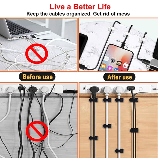 Thumbnail 2 de Tomario V2 Cable Clips Self Adhesive (40PCS) for desk, wall and workshop cable management