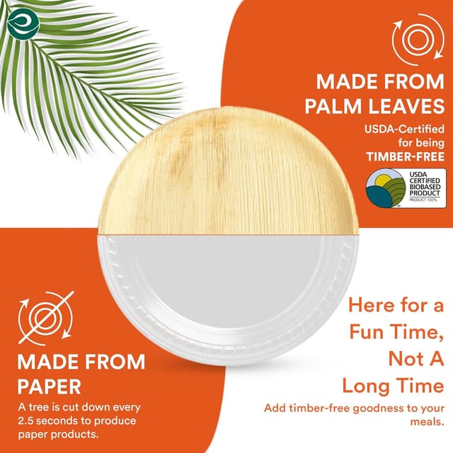Detalle 2 de ECO SOUL palm leaf plates 10 inch round