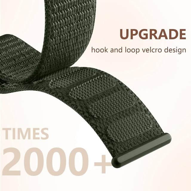 Detalle 2 de CeMiKa Nylon Loop Strap for Apple Watch (Nylon Sport Soft Breathable Band) – Army Green