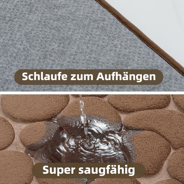 Detalle 2 de chakme Badematte aus Memoryschaum (50x80 cm) mit rutschfester Unterseite, braun