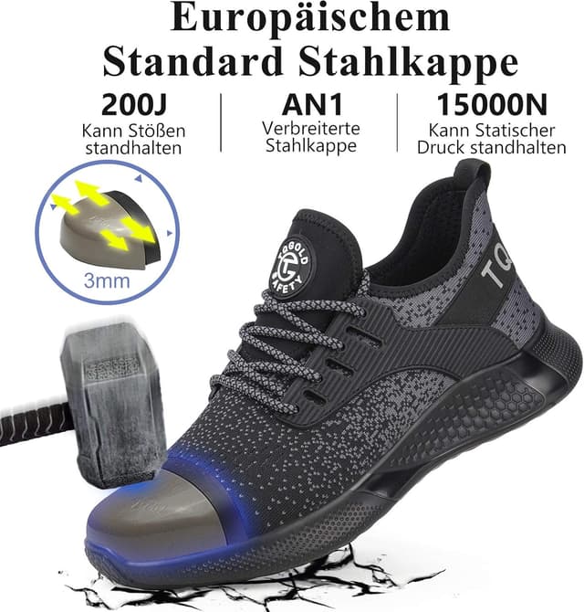 Thumbnail 3 de AONETIGER Sicherheitsschuhe - unisex Stahlkappe, atmungsaktiv, rutschfest
