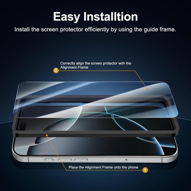 Detalle de NEW'C iPhone 17 Pro Max 3-pack tempered glass screen protectors