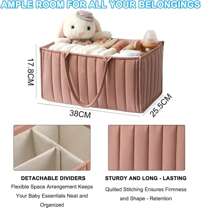 Detalle 2 de Large Capacity Nappy Caddy Organizer for Nursery Storage & Travel