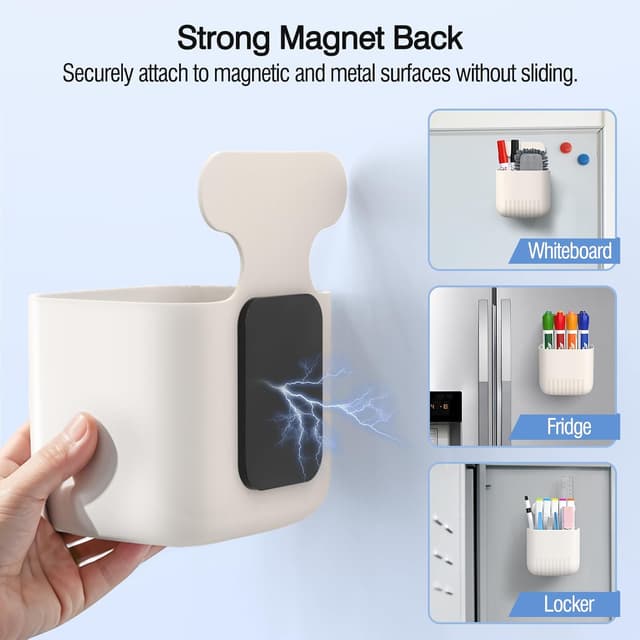 Detalle de MoKo 2er-Set magnetische Markerhalter für Whiteboard (Dry Erase Marker) in Weiß