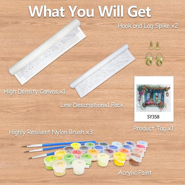 Detalle de JATOK Paint by Numbers for Adults (16x20in) – beginner-friendly acrylic painting kit on coloured canvas