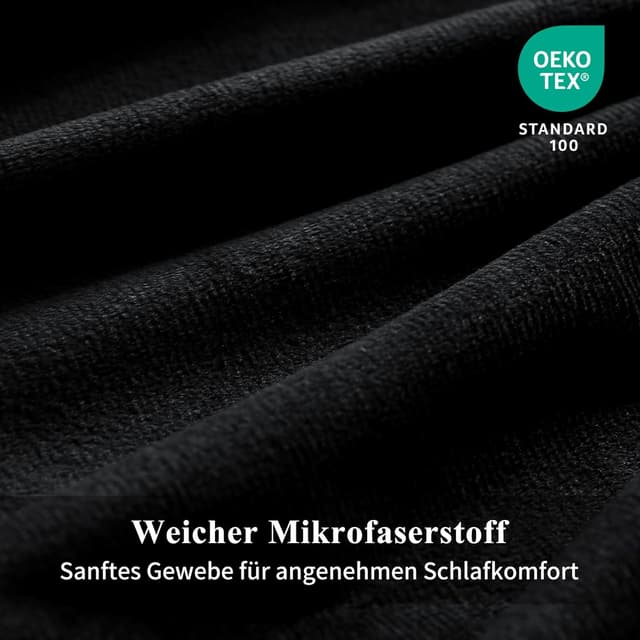 Detalle 2 de Tifschlaf Winter Flanell Bettwäsche 220x240 (Schwarz) mit 2 Kissenbezügen 80x80