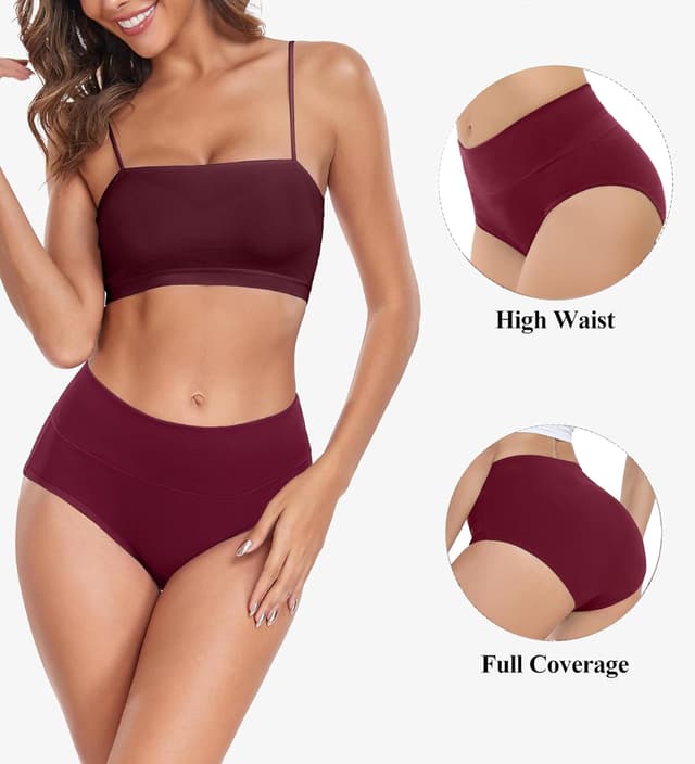 Detalle de Coswind lot de 5 culottes femme en coton taille haute anti-transpiration