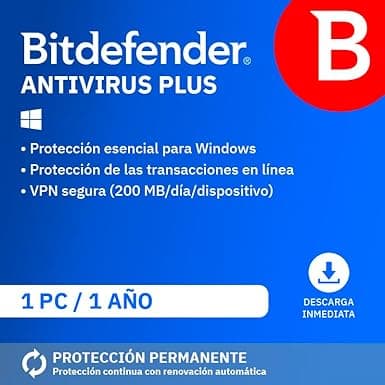 Imagen de Bitdefender Antivirus Plus 2025 para PC | 1 Año 🛡 en OfertitasTOP