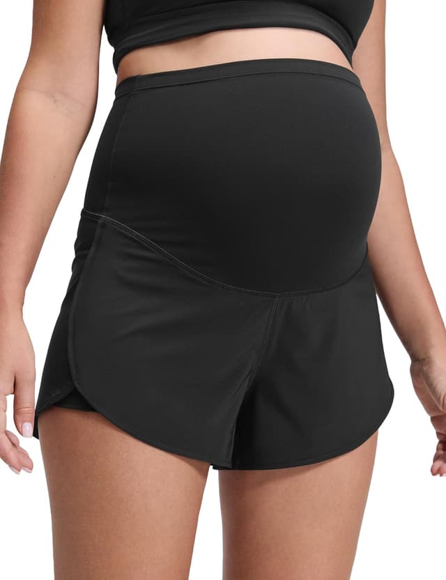 Detalle de CRZ YOGA shorts de grossesse 2 en 1 Femmes : sur-ventre séparé, poche et entrejambe 7,6 cm