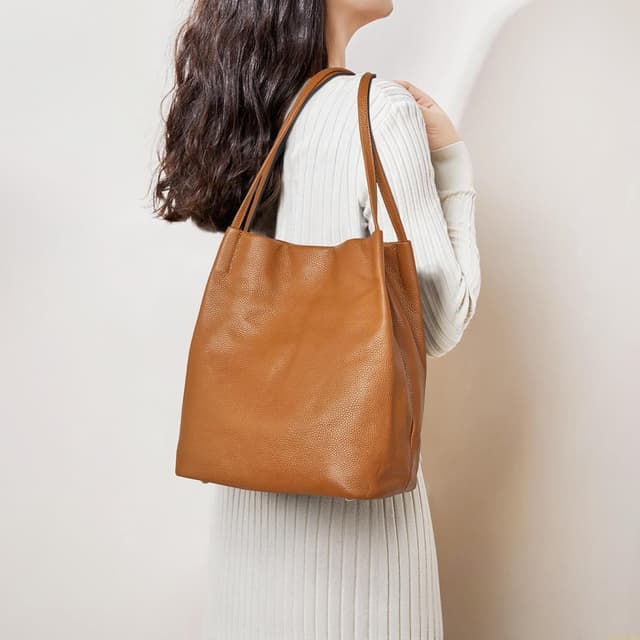 Detalle de Kattee Borsa a tracolla da donna in morbida pelle con chiusura magnetica superiore, grande