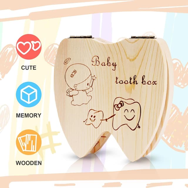 Detalle 2 de Aolso scatola in legno per denti da latte e ricordo di crescita per bambini