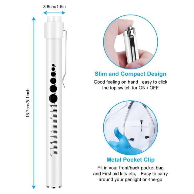 Detalle 2 de flintronic Pupillenleuchte Medizin – USB-wiederaufladbare LED-Stiftlampe mit Pupillenmessgerät