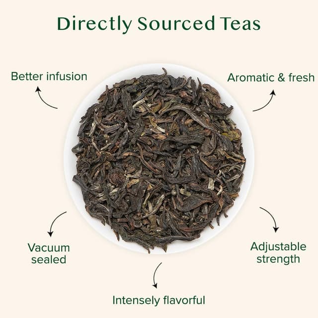 Detalle de VAHDAM First Flush Darjeeling schwarzer Tee – 100 g, First Flush aus Indien