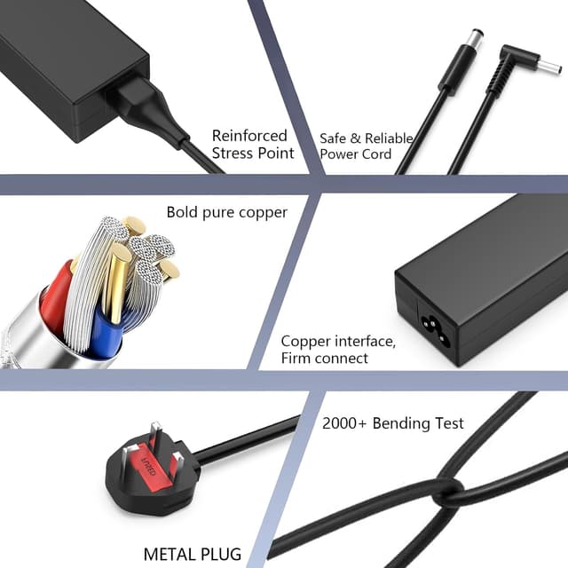 Detalle de 65W Dell Laptop Charger (Round Tip) Compatible with Dell Inspiron, Vostro & Latitude