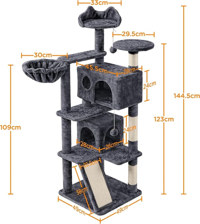 Thumbnail 3 de Yaheetech Arbre à Chat Multiniveau 145 cm Gris