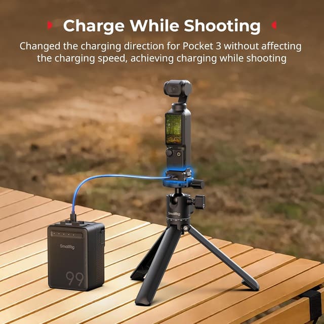 Detalle 2 de SMALLRIG Adaptateur de charge pour DJI Osmo Pocket 3 (station de bureau aluminium, Type C, fixation 1/4”-20 et interface Arca-Swiss)