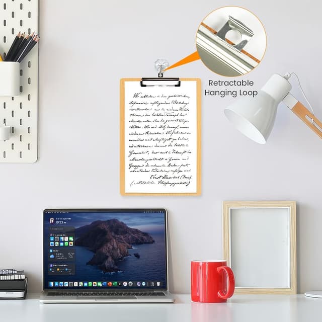 Detalle de OFFCUP lot de 5 porte-blocs A5 avec pince en bois et clip métallique