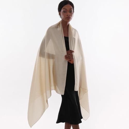 Detalle 2 de PIOYMEYA chal para mujer de fiesta en poliéster ligero (180 x 90 cm) estilo pashmina para boda