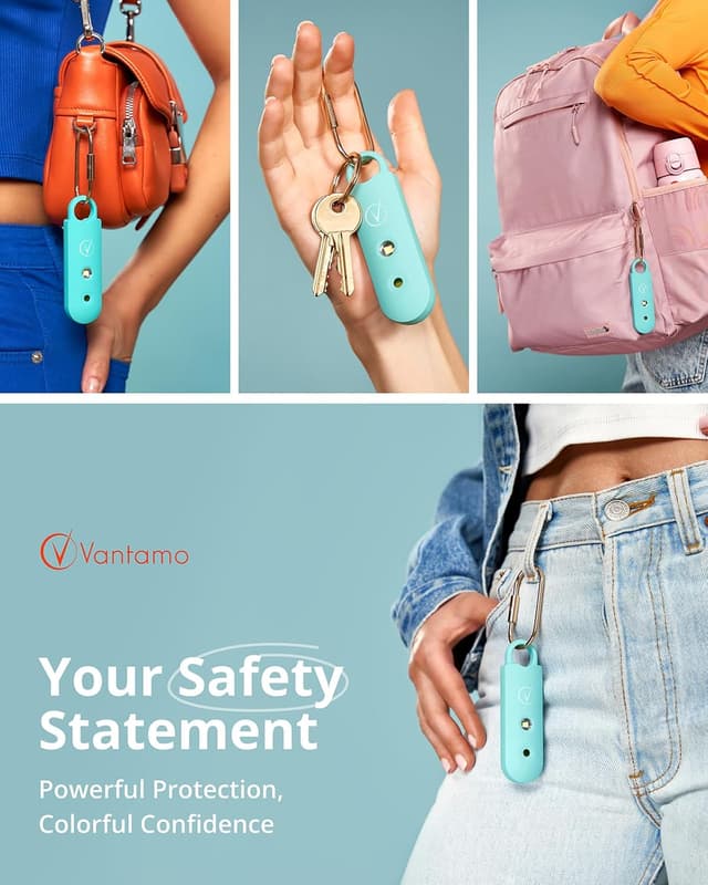 Detalle de Vantamo personal alarm keychain for women with strobe LED and low-battery notice (extra loud 130dB)