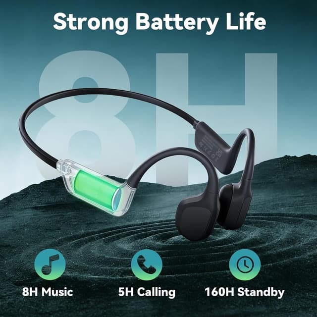 Detalle de sunvito Bone Conduction Swimming Headphones (Black) with IPX8 and built-in MP3 player