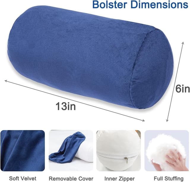 Detalle de AS AWESLING Body Pillow für Erwachsene – rundes Ganzkörper- & Nackenrollen-Kissen mit Bezug (Blau, 33 x 15 cm)