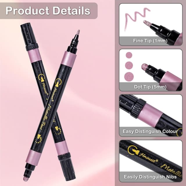 Thumbnail 2 de Hmeuest metallic marker pens, dual tip 24