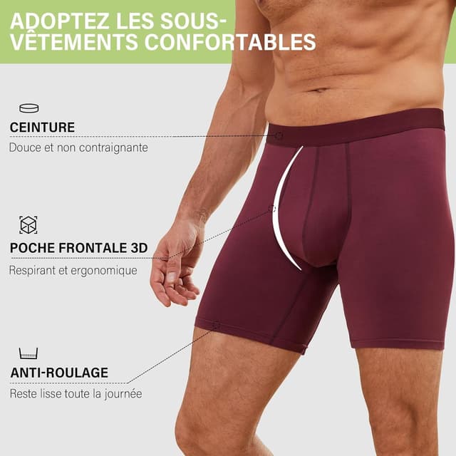 Thumbnail 1 de PUTUO Boxers Homme Longs en Bambou Lot de 6