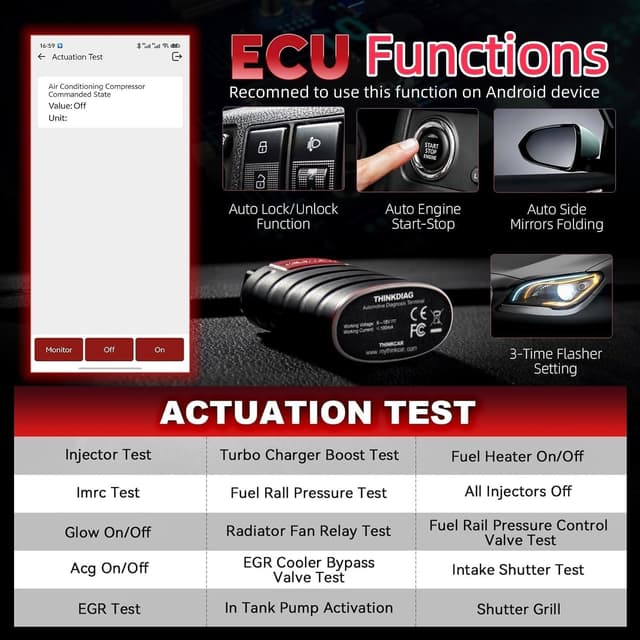 Detalle 1 de Thinkdiag OBD2 Scanner Bluetooth (Full-System, Bidirectional, 15+ Reset/Calibration) for iOS & Android