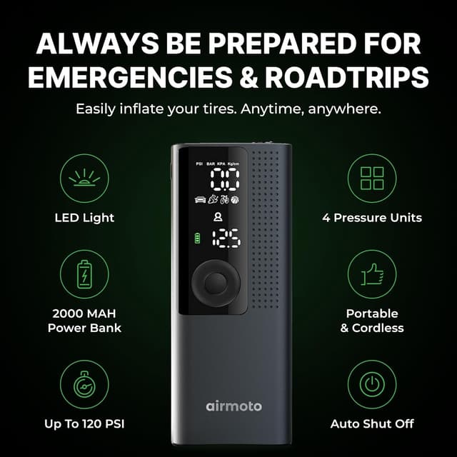 Detalle 2 de Airmoto Portable Air Compressor with Digital Gauge