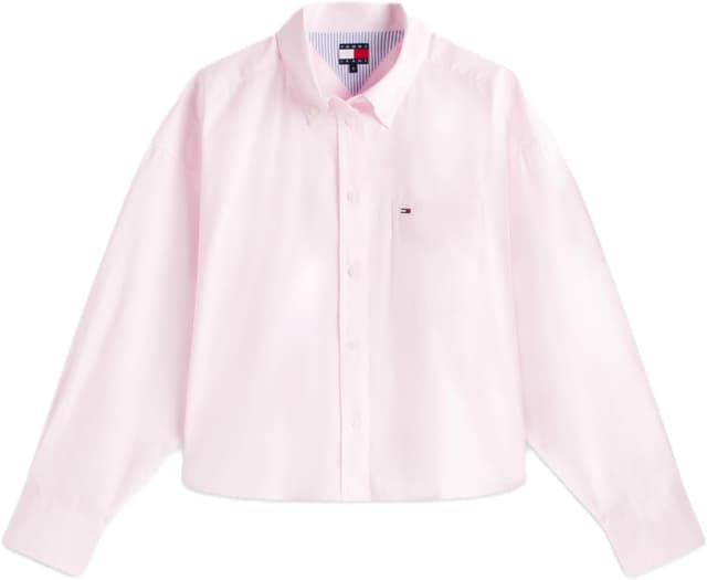 Detalle de Tommy Jeans Tjw Essential Crop Shirt DW0DW22766 camicia crop da donna a maniche lunghe