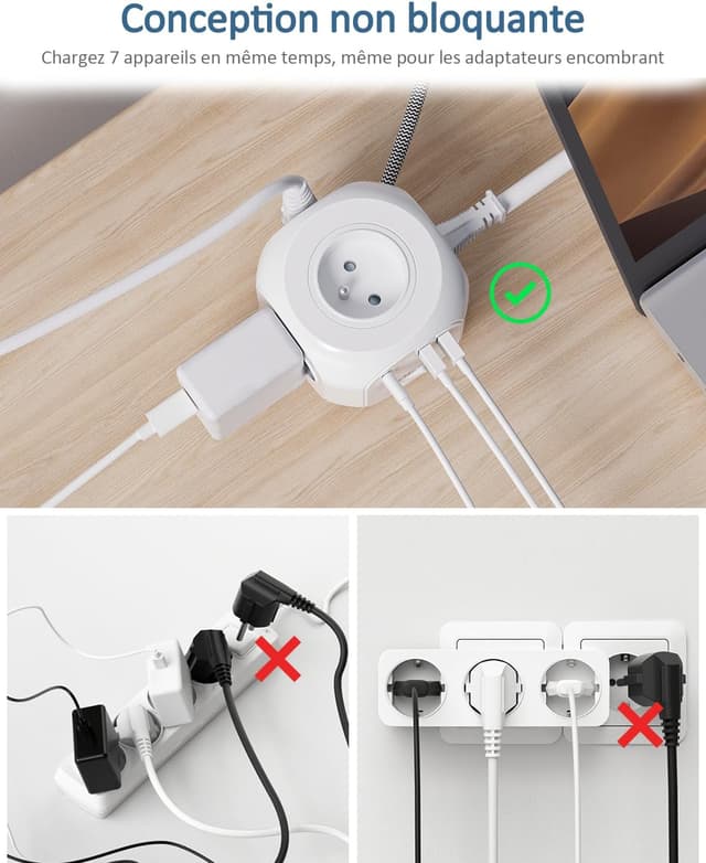 Thumbnail 3 de LENCENT Cube rallonge 7 en 1 Fiche Plate