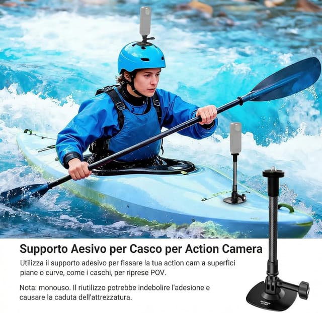 Detalle 2 de NEEWER Supporto per casco flessibile con asta di estensione AC060: montaggio POV con adattatore adesivo